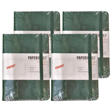 PAPERIDEAS 硬皮筆記本 A6 188頁 便攜筆記本 子彈筆記本 手帳 日記, 點陣聖誕綠, 4本