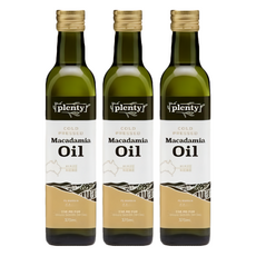 Plenty 沛蘭緹 冷壓初榨夏威夷果仁油 375ml 澳洲原產 無化學添加 無麩質 素食可用 非精煉油, 3瓶