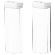 懶角落 易扣可疊式食物密封保鮮罐 1600ML, 耐熱耐冷 -20°C~60°C, 2個, 透明