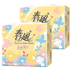 春風 彩蝶繽紛抽取式衛生紙 雙層 90張, 12包, 2袋