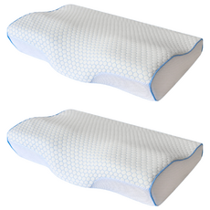 HONDONI 人體工學 4D 護頸紓壓蝶型記憶枕 Z1-BL, 天絲藍, 2個