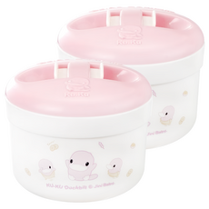 KU.KU Duckbill 酷咕鴨 密封式兩用粉撲盒 粉色 嬰兒爽身粉盒, 2個