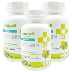 timewell 時光安好 陽光維生素D3膠囊 (60顆/罐) 美國原裝進口 維生素D 保健食品, 3罐
