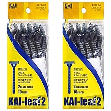 貝印 Kai GA-0122 刮鬍刀 GX-10P 雙層刀片 蘆薈潤滑 刀頭靈活轉動, 10入, 2包
