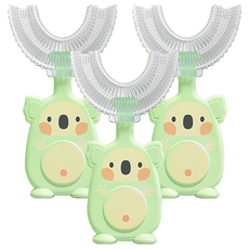 REQIR 無尾熊 U型矽膠兒童牙刷 (6~12歲適用) - 草綠色 不含雙酚A 巴氏刷牙法, 3個, 1入