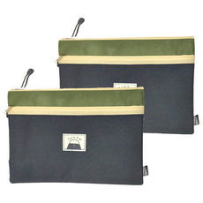 CCHING 青青文具 手提雙層文件袋 A4 簡單生活, 黑色 + 綠色, 2個