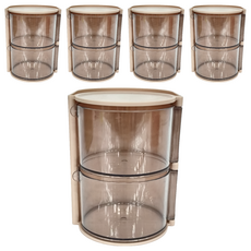 SK 雄碁 雙層美妝收納盒, 10*13.3*12.3cm, 旋轉式開關, 可作為粉撲刷具收納, 粉色, 5個