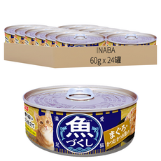 INABA 魚盛貓罐頭 IM-374, 鮪魚 + 鰹魚 + 柴魚片, 60g, 24罐