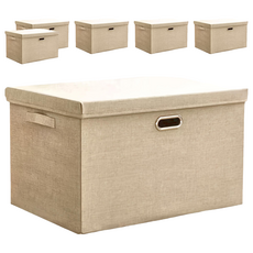 棉麻摺疊收納箱 1450g, 暖心米, 6個