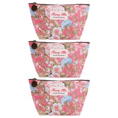 bebehome 雙層防水萬用包 (收納包) 粉底花朵(小/約18*10公分),3入