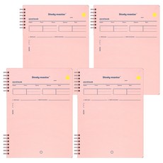MUNID B5 線圈左翻單字記憶筆記本, 粉紅色, 4本
