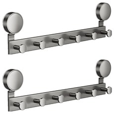 吸盤系列 太空鋁門後連排掛勾 40.5 x 12 x 4cm, 6勾 槍灰色, 2個