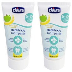 chicco 兒童木糖醇牙膏 不含氟 蘋果香蕉, 50ml, 2條