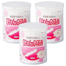 SANYO 山洋 嬰幼兒用棉花棒 日本原裝進口 百分百綿 幾丁聚糖抗菌加工, 200入, 3罐