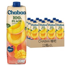 CHABAA 啜吧 100%蜜桃佐芒果汁, 1L, 12瓶