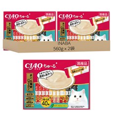 INABA CIAO 啾嚕肉泥 鮪魚海鮮綜合口味, 鮪魚、鮪魚海鮮綜合、鮪魚 + 真鯛、鮪魚 + 奢華鮪魚, 560g, 2袋