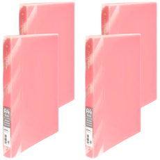 KyOKUTO 半透明彩色資料夾 30孔 A4 31.9 x 26.5 x 2.7cm, 粉紅色, 4本