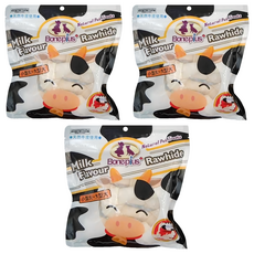 Bone Plus 天然潔牙牛皮骨結5吋 適用於小型犬~大型犬, 牛奶, 165g, 3包