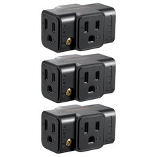 PowerSync 包爾星克 3P轉2P 3插壁插 TC2303N0, 黑色, 3個, 6.48cm
