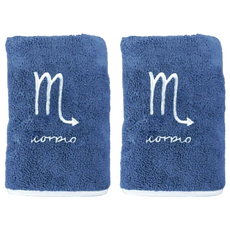 星座珊瑚絨浴巾 天蠍座 藍色 柔軟吸水 親膚舒適, 2條