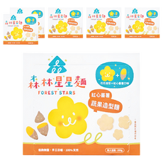 森林麵食 森林星星麵, 蔬果造型麵, 低鈉無鹽 手工日曬, 100%天然, 200g, 6盒