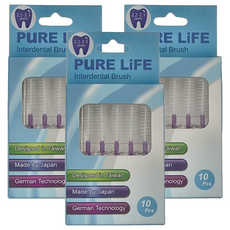 PuRE LiFE 寶淨 纖柔護齒可替換牙間刷毛 紫色 (2.2-2.3mm) 台灣設計 日本品質 德國技術, 10支, 3盒