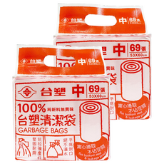 台塑 實心清潔袋 中(60 x 53cm) 粉紅色 3捲, 20L, 2包