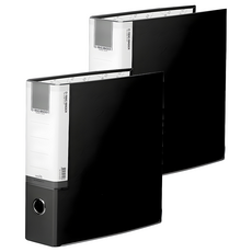 希望辦公用品 合紙D型環3孔活頁夾, 黑色, 2個