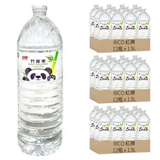 RICO 紅牌 埔里竹炭水, 1.5L, 36瓶