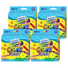 AMOS 阿摩司 Color Buddy 粗字水性彩色筆 可水洗, 10色, 4盒