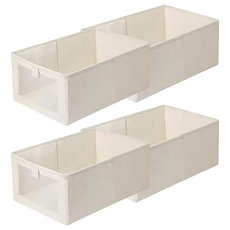 妃妃嚴選 加厚亞麻收納籃 提手設計, 中, 米白色, 4個