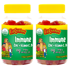 L'Il Critters Immune 鋅+維他命C/D軟糖, 60顆, 2罐