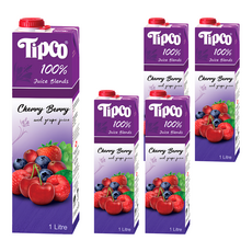 Tipco 100%櫻桃莓果綜合果汁, 1L, 5瓶