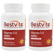 Bestvite 維他命D3膠囊 400IU, 250顆, 2罐