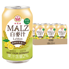 崇德發 白麥汁 檸檬風味, 330ml, 6個