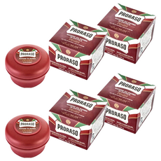 PRORASO 紅標 刮鬍皂 檀香，含乳木果油和檀香油, 150ml, 4個
