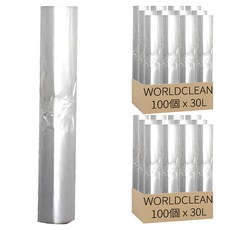 World Clean 分類用平口垃圾袋 透明, 30L, 200個