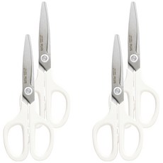 PLUS 普樂士 透明不沾膠弧線剪刀 白色 辦公手工藝剪裁必備, 4支