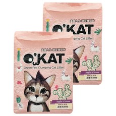 O'KAT 美喵人生 條狀豌豆凝結砂 (蘋果冰淇淋), 會呼吸, 100%天然可生物分解, 6L, 2包