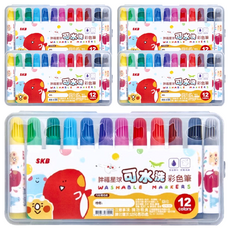SKB 文明 可水洗彩色筆, 12色, 5盒