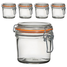 utopia 扣式玻璃密封罐 橘色 350ml 密封保鮮 廚房收納好幫手, 5個