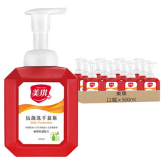 美琪 抗菌洗手慕斯, 500ml, 12瓶
