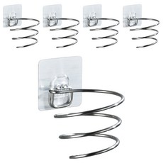 小麥購物 無痕壁掛式不鏽鋼吹風機架 L2262, 5個, 不鏽鋼色