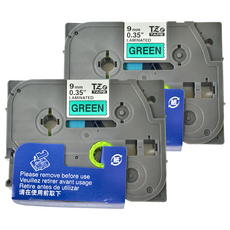 brother 兄弟牌 護貝帶 綠底黑字, 9mm, 2個