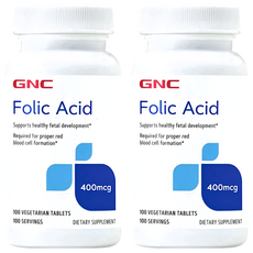 GNC 健安喜 葉酸400食品錠 膳食補充劑, 2罐, 100顆