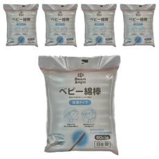 西松屋 Smart Angel 嬰兒棉棒 黏著型 日本製, 60支, 5包