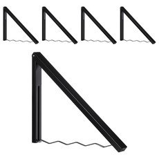 AMOS 收納衣物壁掛架, 耐重10kg, 隱形幾何衣架, 黑色, 5個