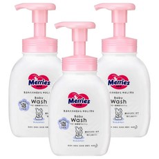 Merries 妙而舒 日本境內版 弱酸性嬰幼兒泡沫洗髮沐浴乳, 400ml, 3瓶