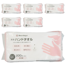 西松屋 Smart Angel 純淨纖柔擦手紙巾 日本製 100%紙漿, 200抽, 6包