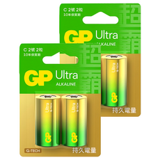GP Batteries 超霸 特強鹼性電池2號 10年保質期, 2個裝, 2組